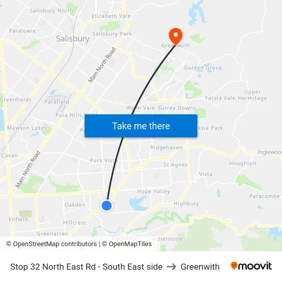Stop 32 North East Rd - South East side to Greenwith map