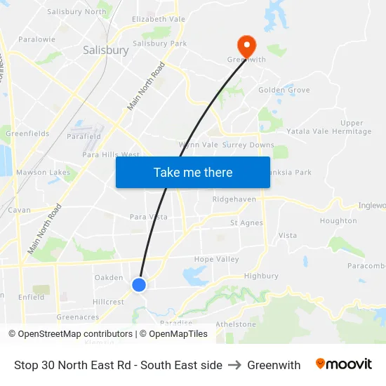Stop 30 North East Rd - South East side to Greenwith map