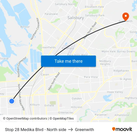 Stop 28 Medika Blvd - North side to Greenwith map