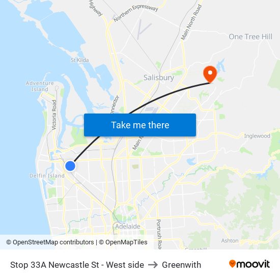 Stop 33A Newcastle St - West side to Greenwith map