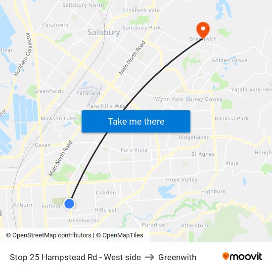 Stop 25 Hampstead Rd - West side to Greenwith map