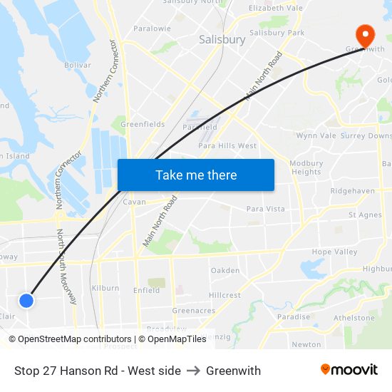 Stop 27 Hanson Rd - West side to Greenwith map