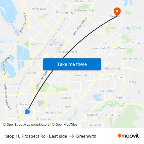 Stop 18 Prospect Rd - East side to Greenwith map