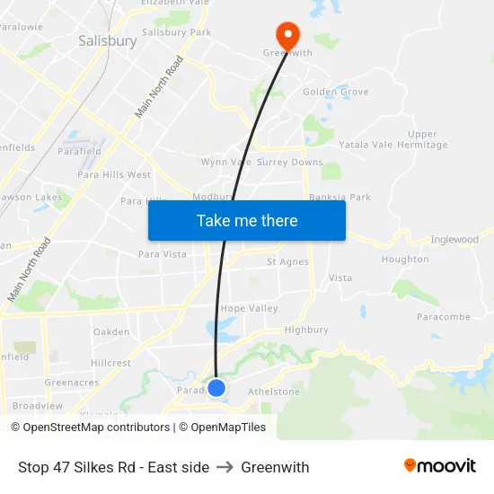 Stop 47 Silkes Rd - East side to Greenwith map