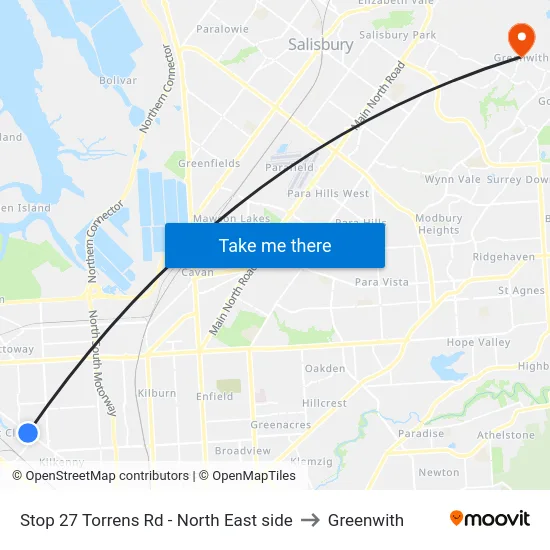 Stop 27 Torrens Rd - North East side to Greenwith map