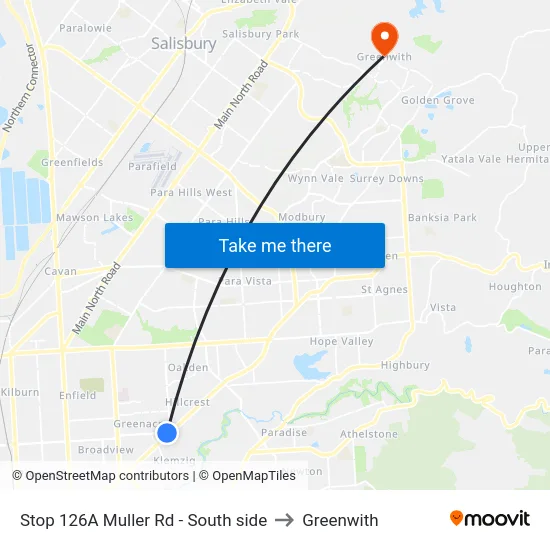 Stop 126A Muller Rd - South side to Greenwith map