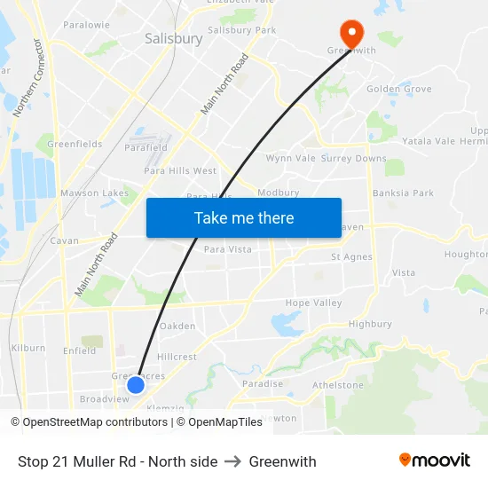 Stop 21 Muller Rd - North side to Greenwith map