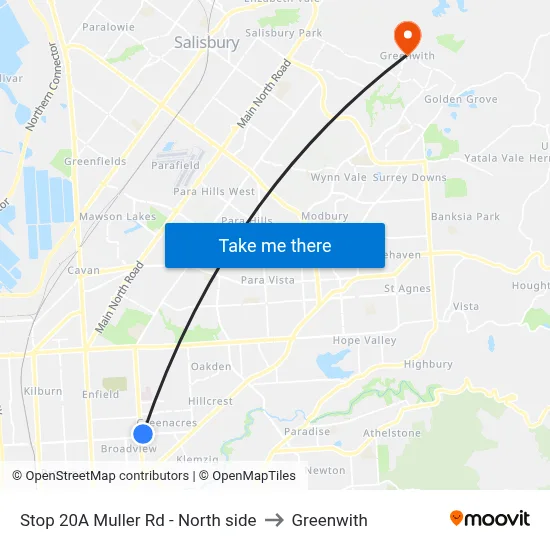 Stop 20A Muller Rd - North side to Greenwith map