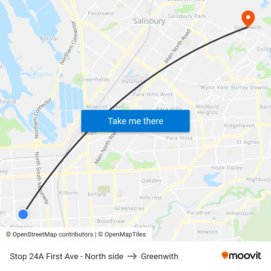 Stop 24A First Ave - North side to Greenwith map