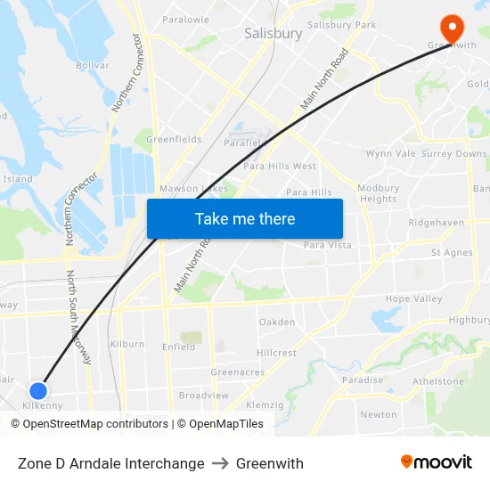 Zone D Arndale Interchange to Greenwith map