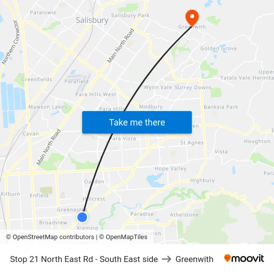 Stop 21 North East Rd - South East side to Greenwith map