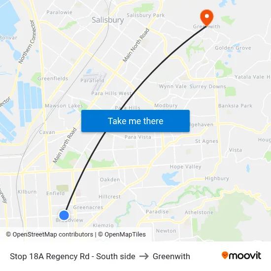 Stop 18A Regency Rd - South side to Greenwith map
