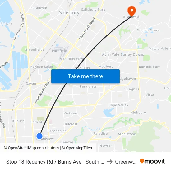 Stop 18 Regency Rd / Burns Ave - South side to Greenwith map