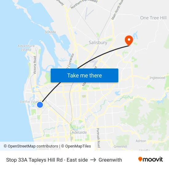 Stop 33A Tapleys Hill Rd - East side to Greenwith map