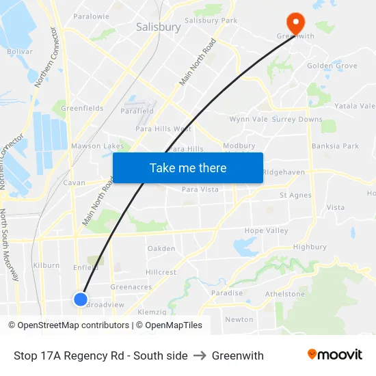 Stop 17A Regency Rd - South side to Greenwith map
