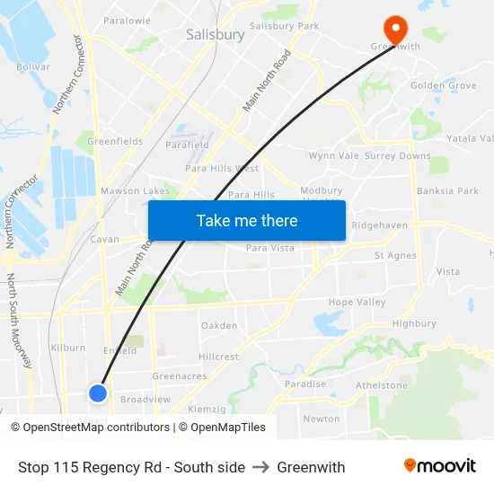 Stop 115 Regency Rd - South side to Greenwith map