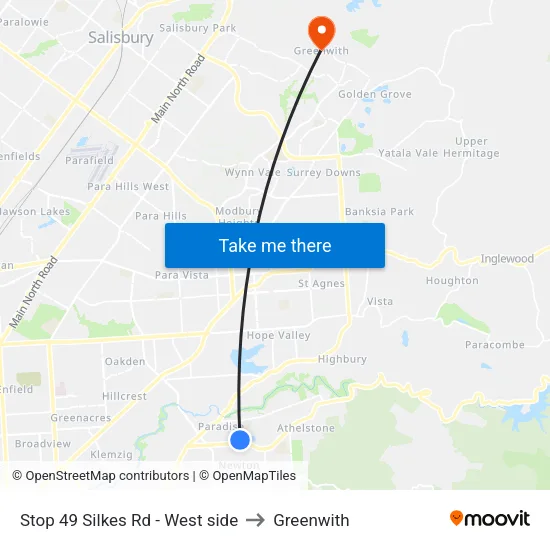 Stop 49 Silkes Rd - West side to Greenwith map