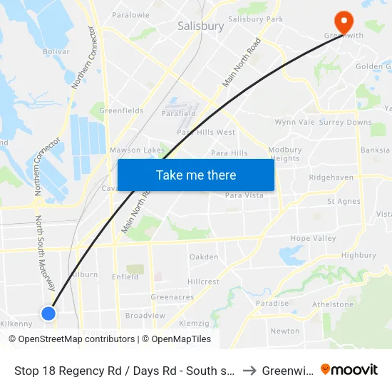 Stop 18 Regency Rd / Days Rd - South side to Greenwith map