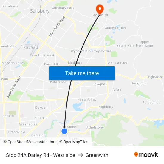 Stop 24A Darley Rd - West side to Greenwith map