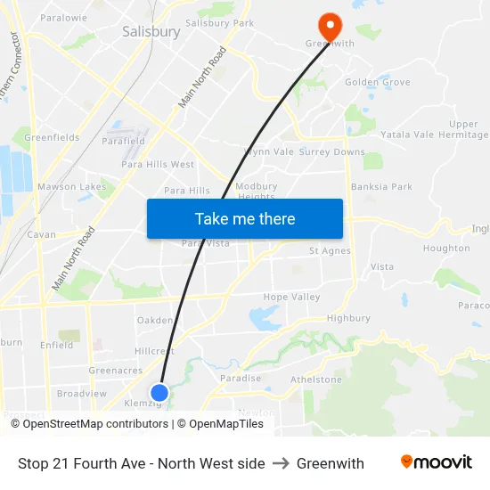 Stop 21 Fourth Ave - North West side to Greenwith map