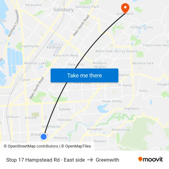 Stop 17 Hampstead Rd - East side to Greenwith map