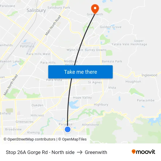 Stop 26A Gorge Rd - North side to Greenwith map