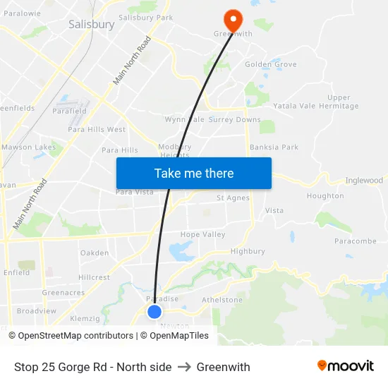 Stop 25 Gorge Rd - North side to Greenwith map