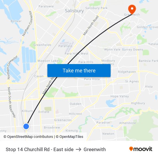 Stop 14 Churchill Rd - East side to Greenwith map