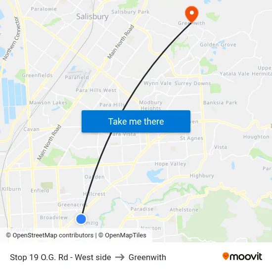 Stop 19 O.G. Rd - West side to Greenwith map
