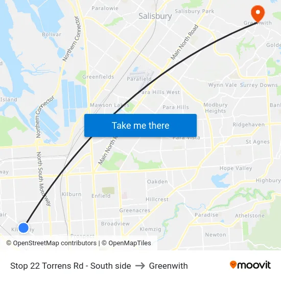 Stop 22 Torrens Rd - South side to Greenwith map