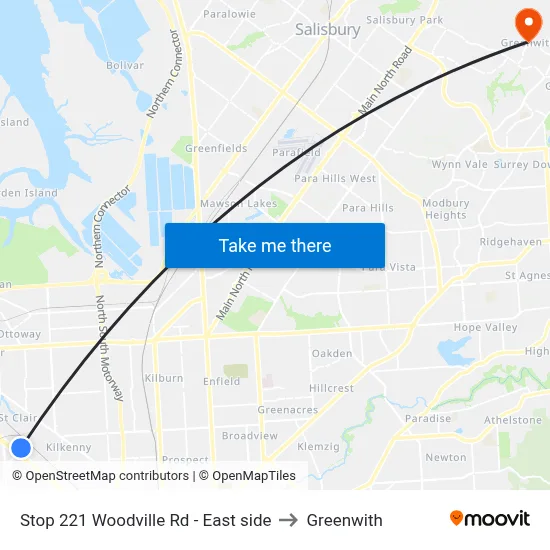 Stop 221 Woodville Rd - East side to Greenwith map