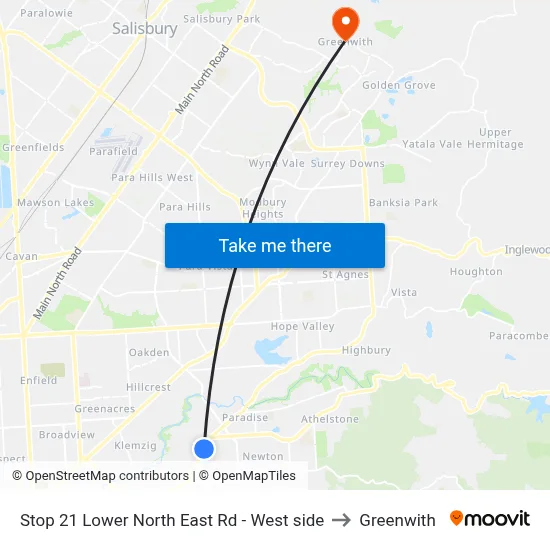 Stop 21 Lower North East Rd - West side to Greenwith map