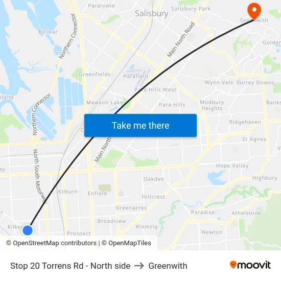 Stop 20 Torrens Rd - North side to Greenwith map