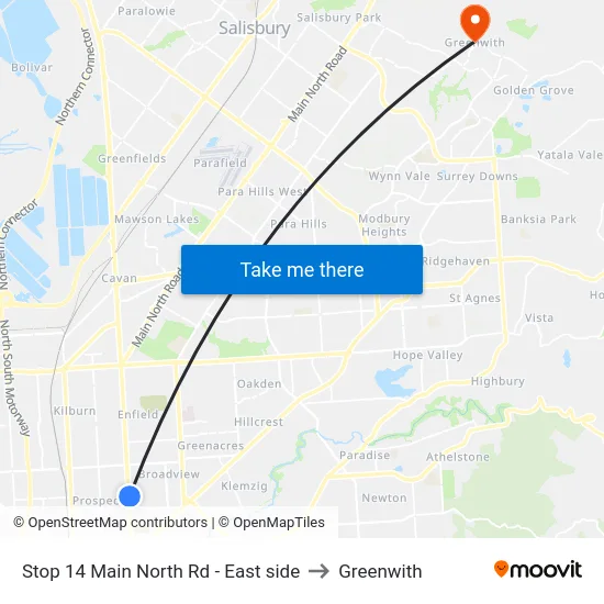 Stop 14 Main North Rd - East side to Greenwith map