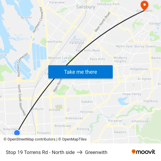 Stop 19 Torrens Rd - North side to Greenwith map