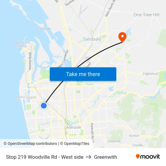 Stop 219 Woodville Rd - West side to Greenwith map