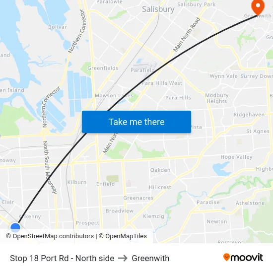 Stop 18 Port Rd - North side to Greenwith map