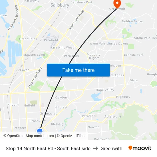Stop 14 North East Rd - South East side to Greenwith map