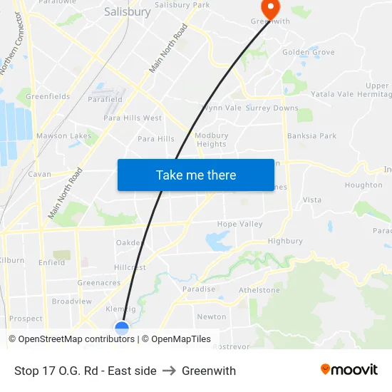 Stop 17 O.G. Rd - East side to Greenwith map