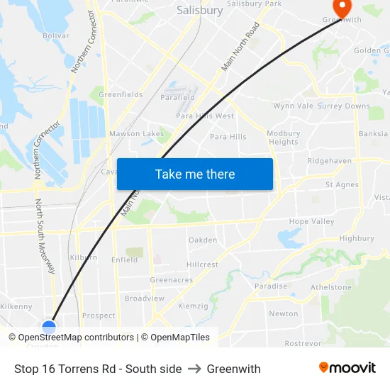 Stop 16 Torrens Rd - South side to Greenwith map