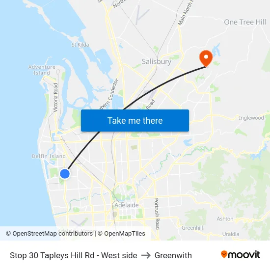 Stop 30 Tapleys Hill Rd - West side to Greenwith map