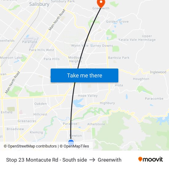 Stop 23 Montacute Rd - South side to Greenwith map