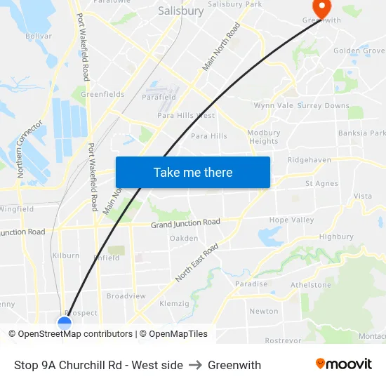 Stop 9A Churchill Rd - West side to Greenwith map