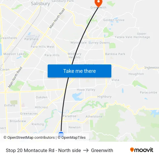 Stop 20 Montacute Rd - North side to Greenwith map