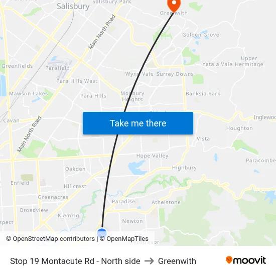 Stop 19 Montacute Rd - North side to Greenwith map
