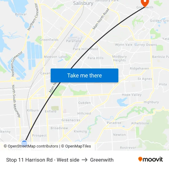 Stop 11 Harrison Rd - West side to Greenwith map