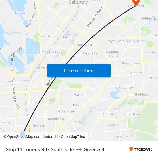 Stop 11 Torrens Rd - South side to Greenwith map