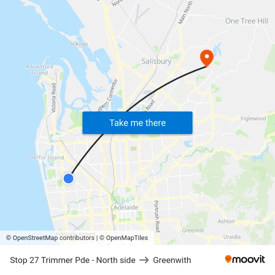 Stop 27 Trimmer Pde - North side to Greenwith map