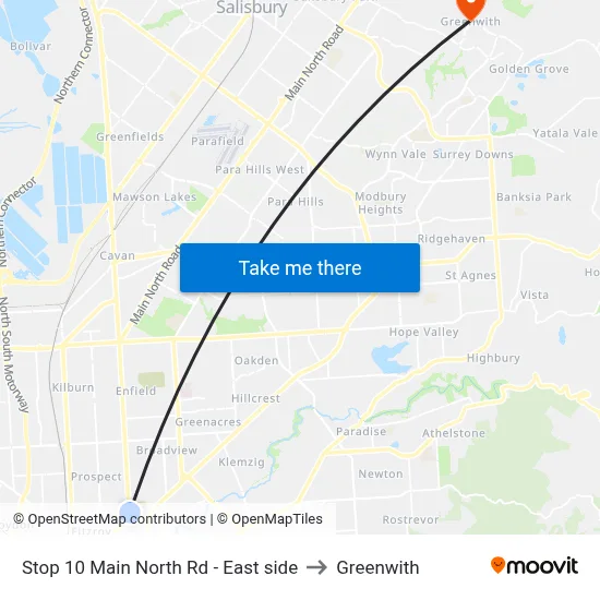 Stop 10 Main North Rd - East side to Greenwith map