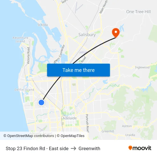 Stop 23 Findon Rd - East side to Greenwith map